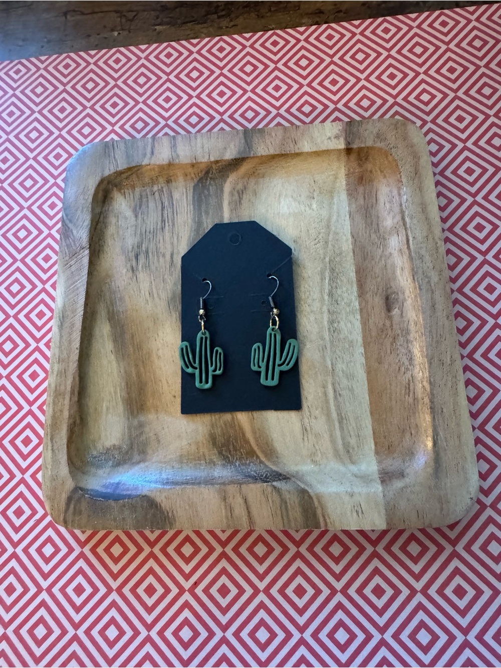Green Cactus Dangle Earrings - Fashion Jewelry